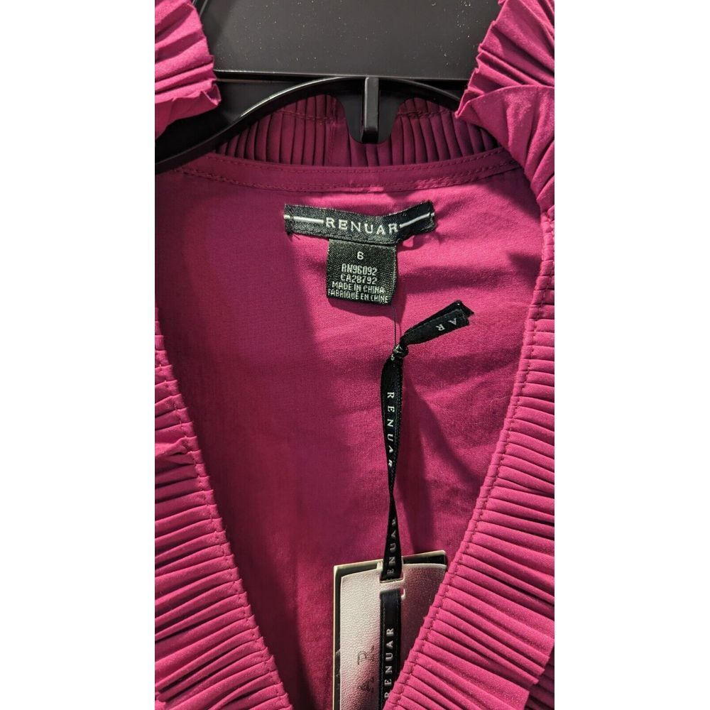 Renuar Berry Ruffle Trim Blouse Women's Size 6 - Picture 3 of 7
